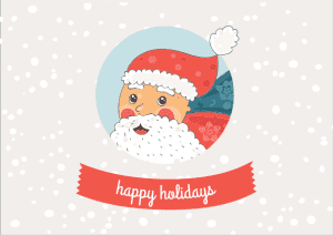 Happy Holidays postcard template image with Santa cartoon face