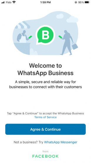 WhatsApp Business welcome screen
