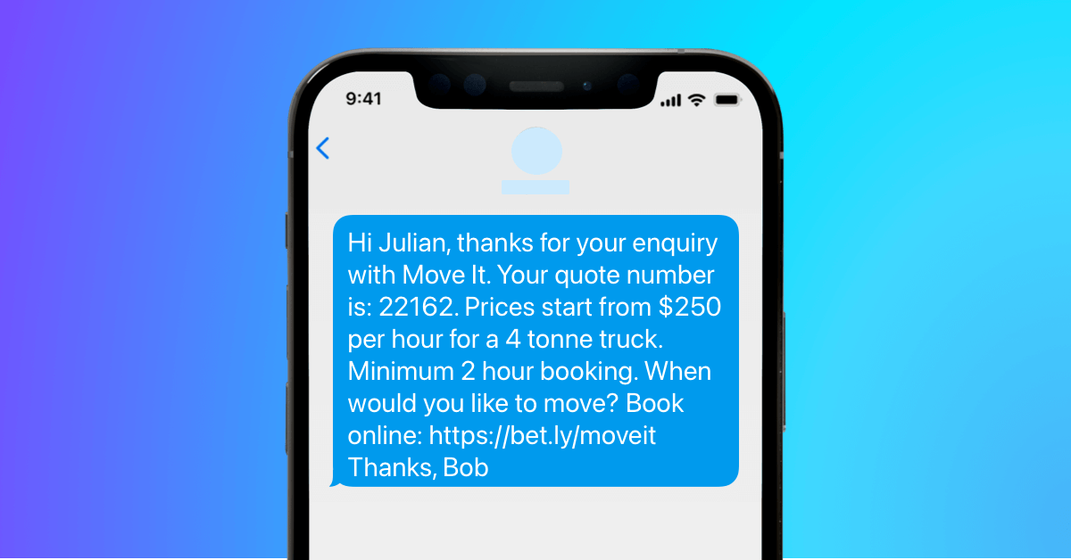 business using a text message to answer inquiries and questions