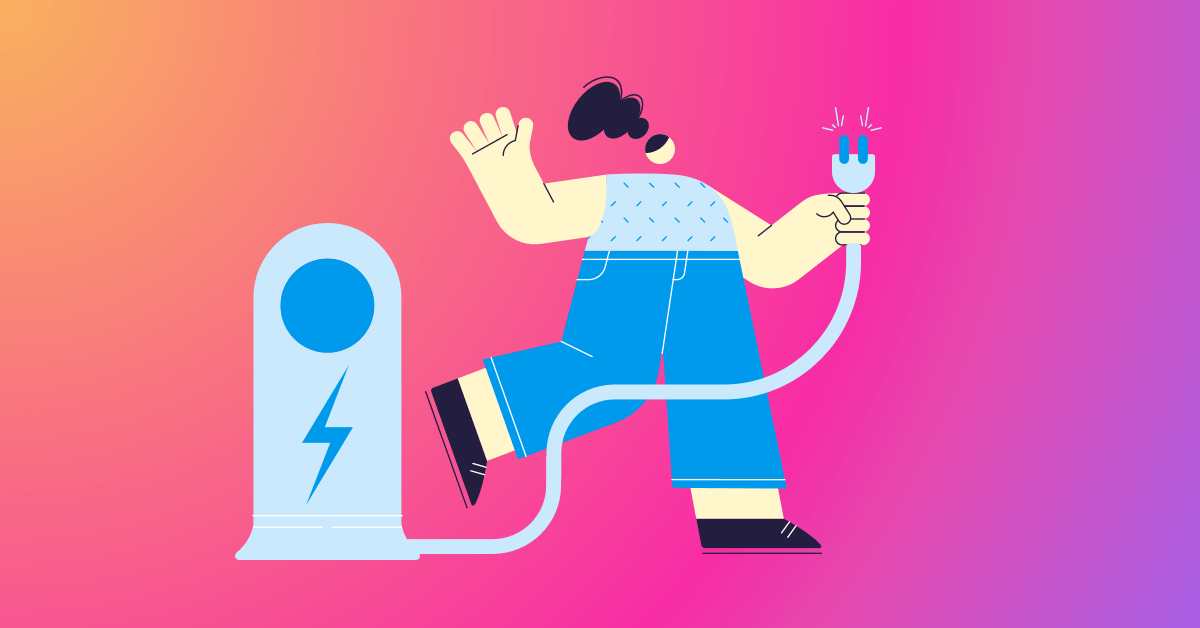 Graphic of woman holding power cord connected to a meter